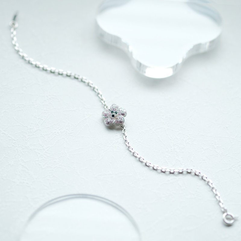 粉色花朵手链 925银 - 手链/手环 - 其他金属 粉红色