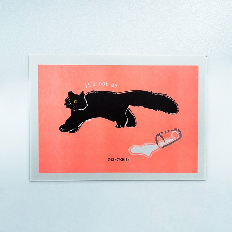 【CINDY CHIEN】黑猫打翻牛奶A4海报 - 海报/装饰画/版画 - 纸 