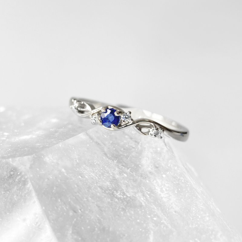 2件85折 | 蓝宝石纯银戒指 (湛蓝海洋 肉眼全净) - 戒指 - 纯银 