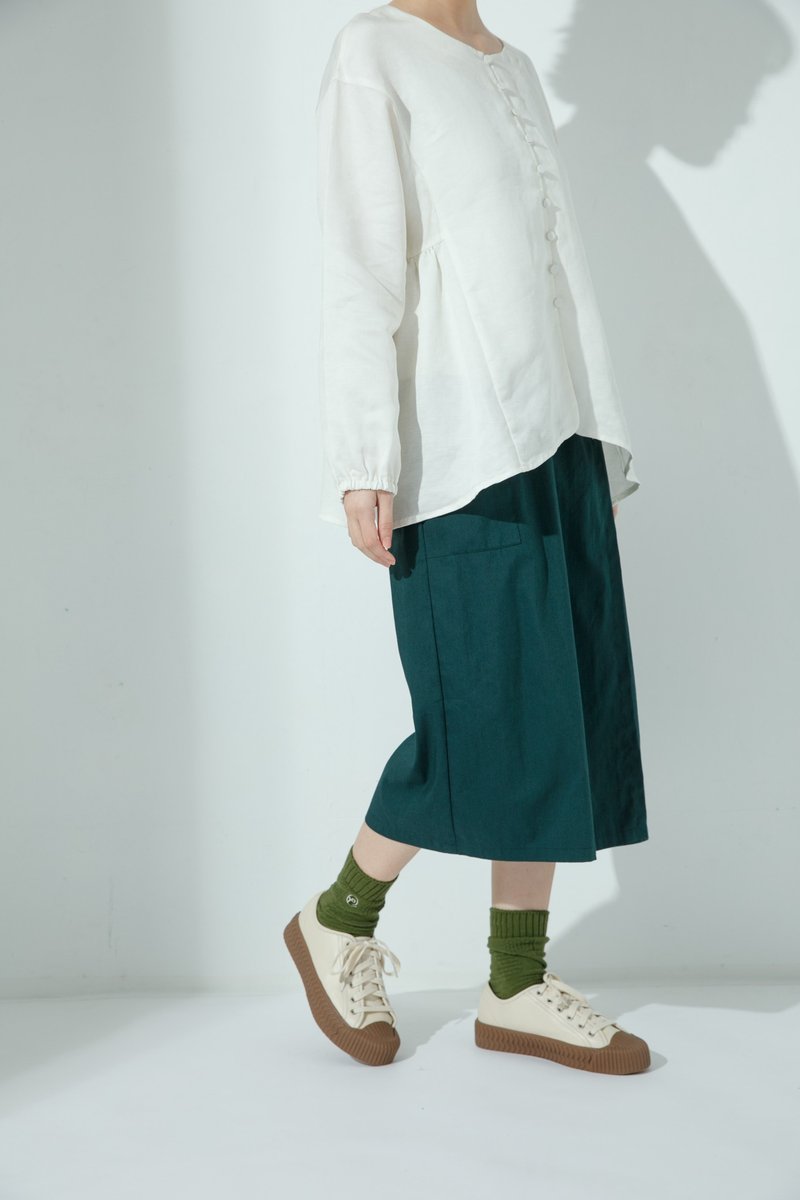 星期三的散步棉麻裤裙- 绿野仙踪(绿) - 女装短裤 - 棉．麻 绿色