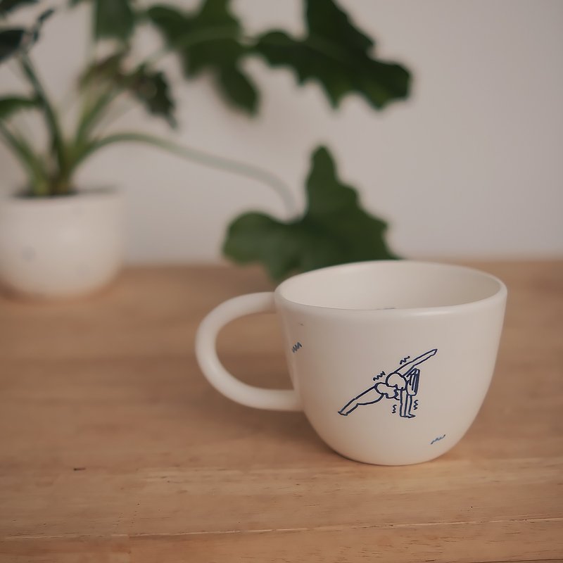 瑜伽小人 手工陶瓷马克杯 - 咖啡杯/马克杯 - 瓷 白色