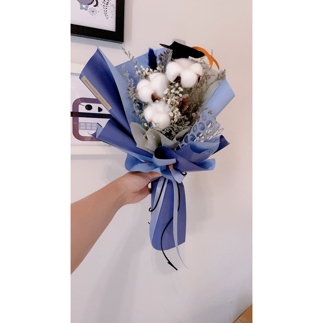 棉花花束 干燥花束 毕业花束 生日花束 韩式花束 永生花花束 - 干燥花/捧花 - 植物．花 蓝色