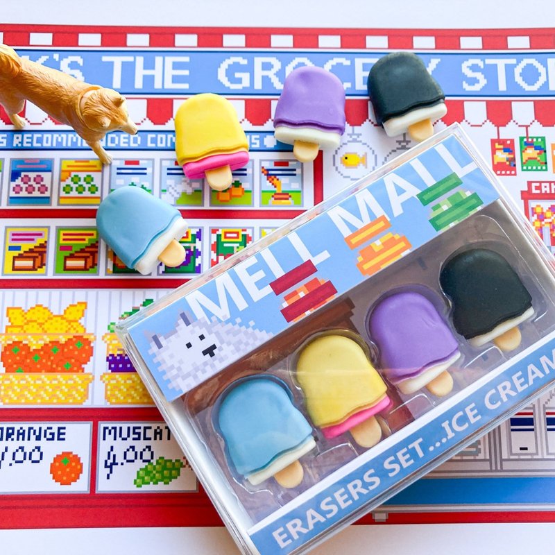 一盒 4 件装冰棒橡皮擦 LARK'S THE GROCERY STORE 超市冰淇淋 2 ICE CREAM - 其他书写用品 - 纸 蓝色