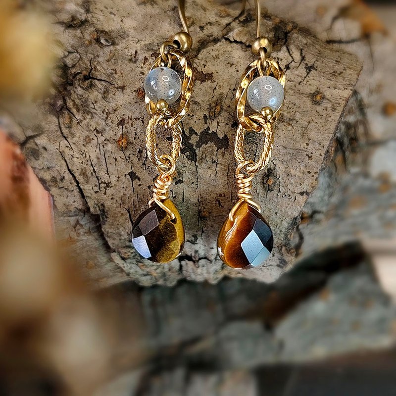 战神の眼 | 黄虎眼 | - 耳环/耳夹 - 水晶 