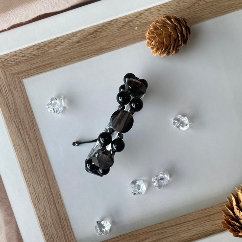 冰曜石 黑曜石 || 避邪挡煞 防小人 排除负能量与压力 水晶手链 - 手链/手环 - 水晶 黑色