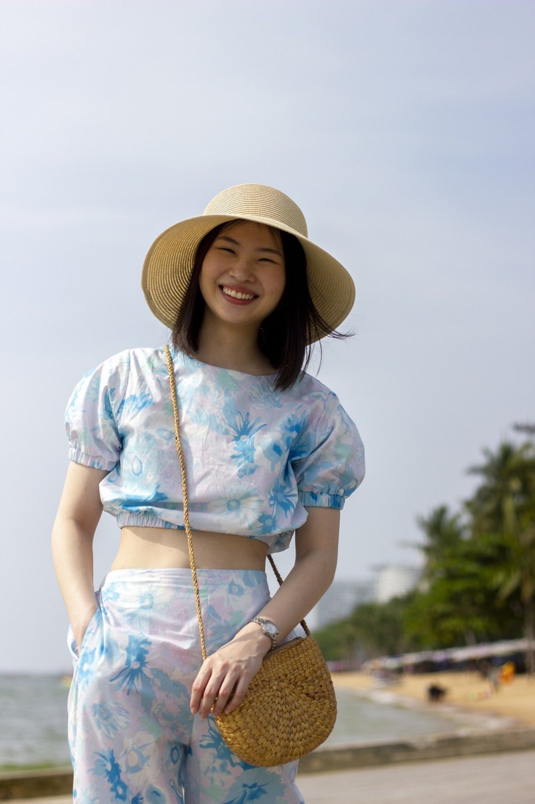 Cotton Set (Shirt&amp;Pants) / I'm from flora,jump crop - 其他 - 亚麻 蓝色