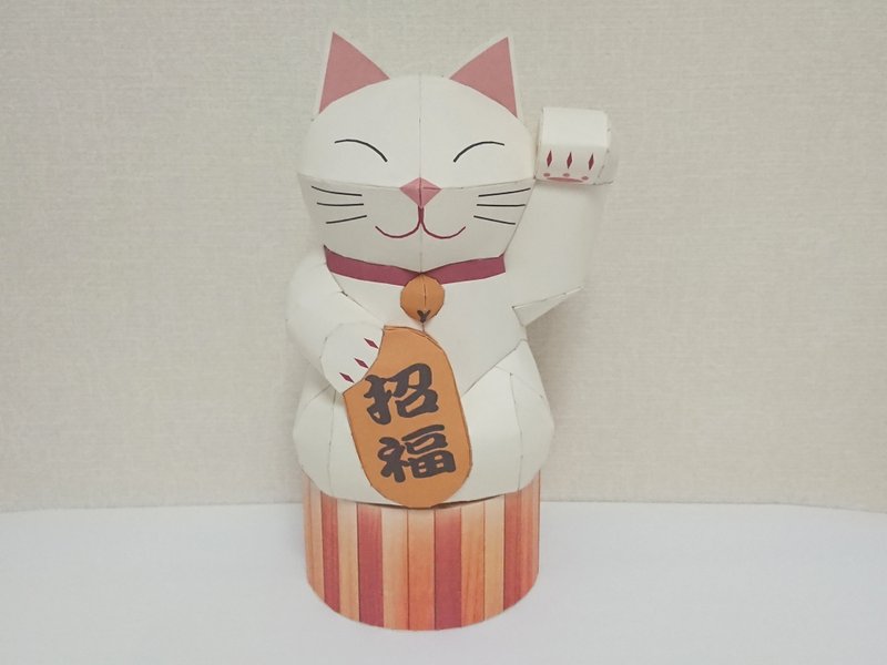 pdf纸模型3D 召唤猫 灯罩折纸 - 木工/竹艺/纸艺 - 纸 白色