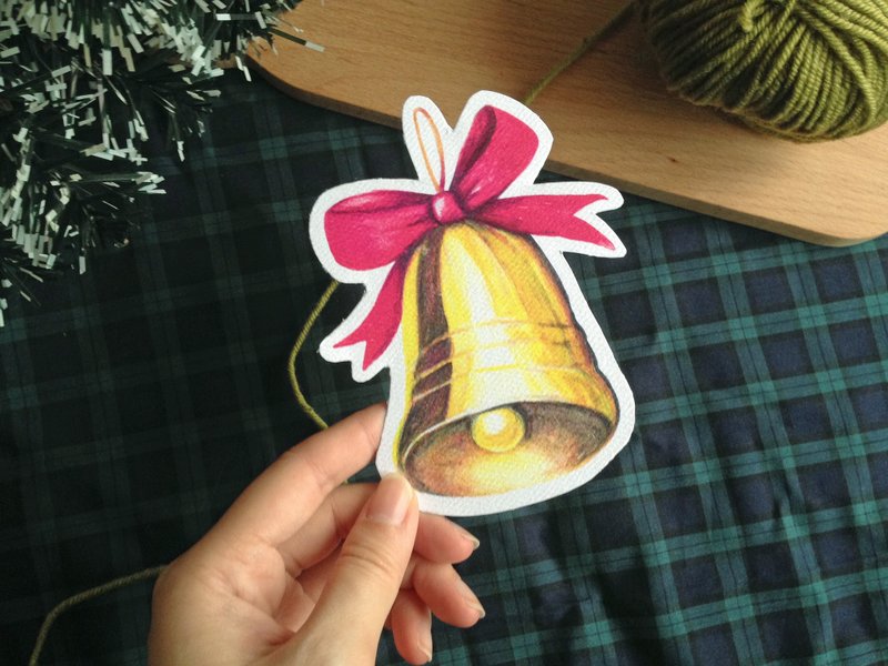 【圣诞限定】金色圣诞钟 圣诞卡 - 卡片/明信片 - 纸 金色