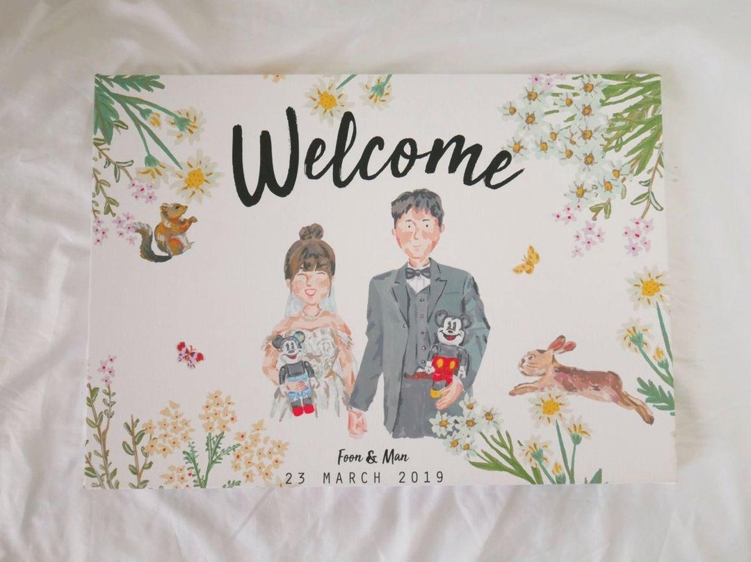 Welcome board 结婚裱装挂画 定制订做 - 卡片/明信片 - 纸 白色