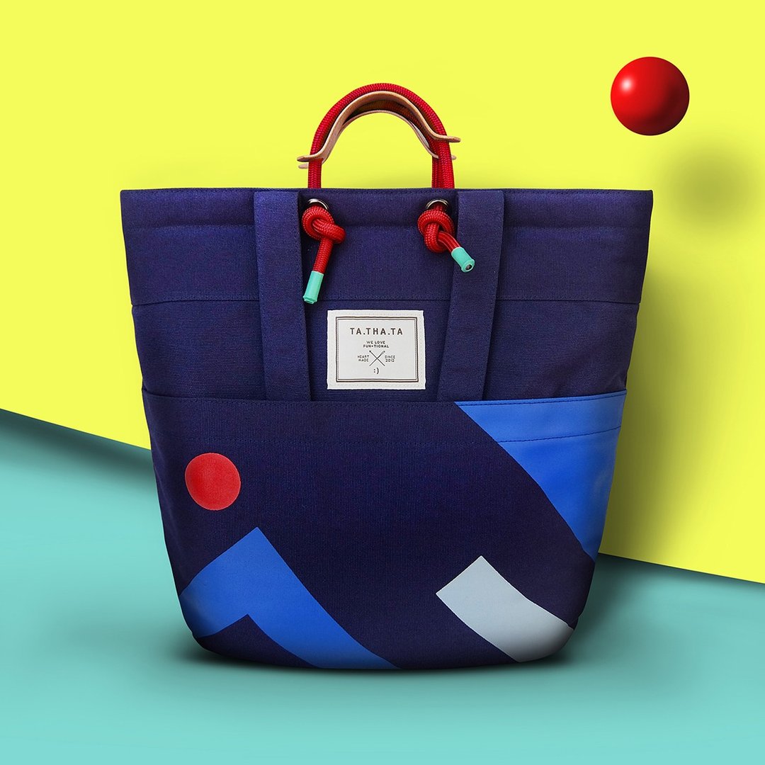 Swift rolling navy sea : 4 ways bag backpack, tote bag, crossbody bag, handbag - 后背包/双肩包 - 棉 蓝色