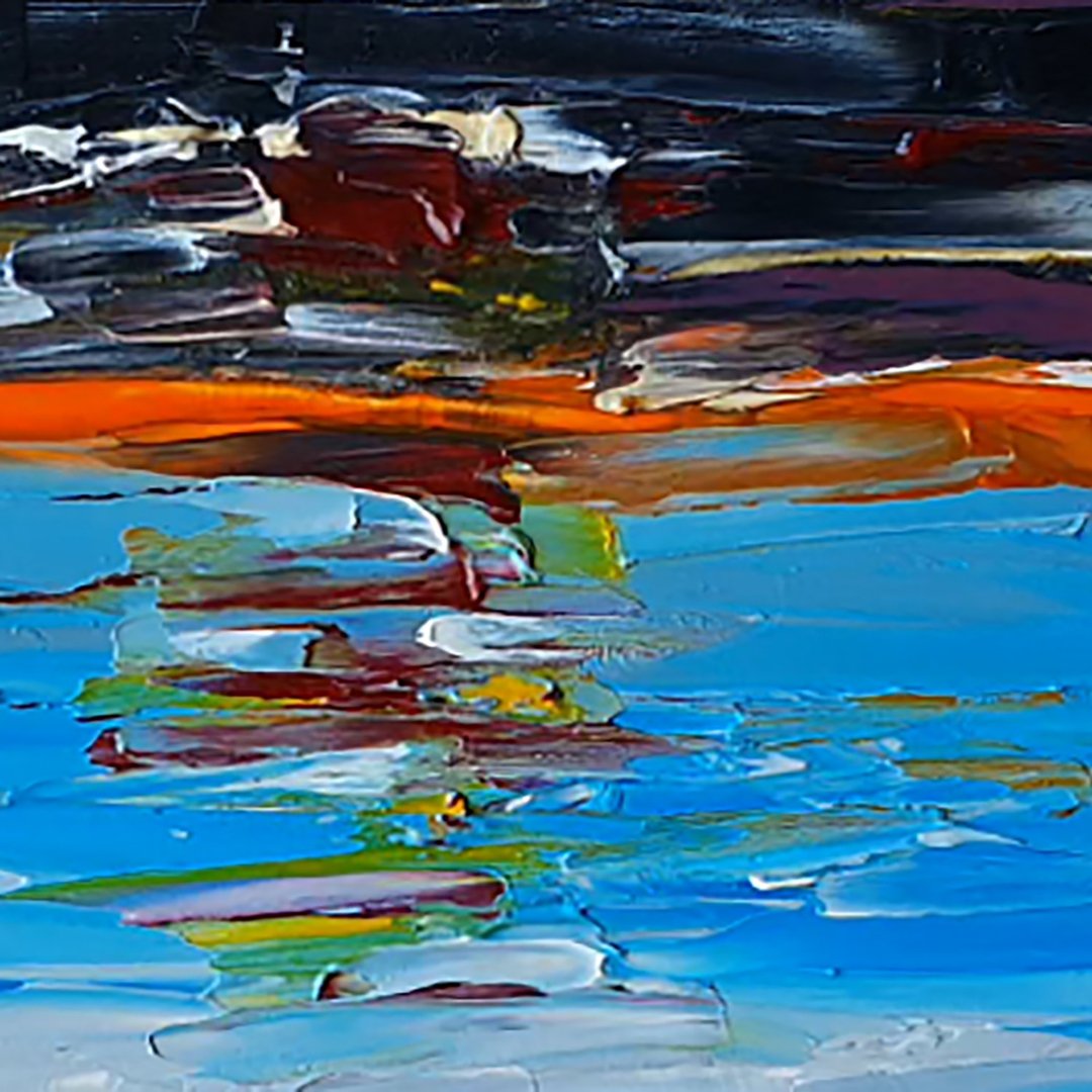 California Sunset Painting Original Art Nautical Seascape Wall Art Oceanic Art - 海报/装饰画/版画 - 其他材质 蓝色