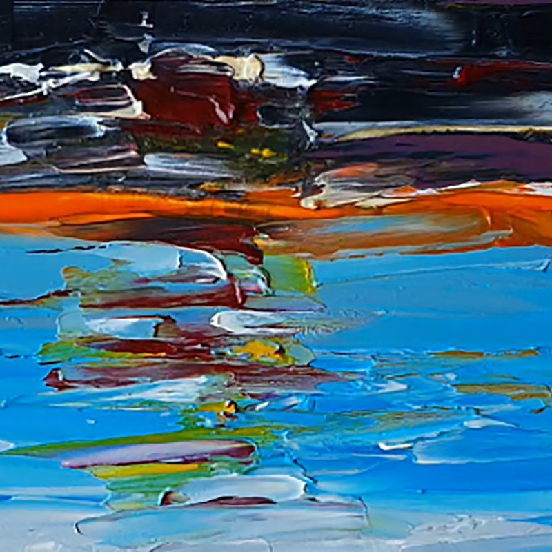 California Sunset Painting Original Art Nautical Seascape Wall Art Oceanic Art - 海报/装饰画/版画 - 其他材质 蓝色