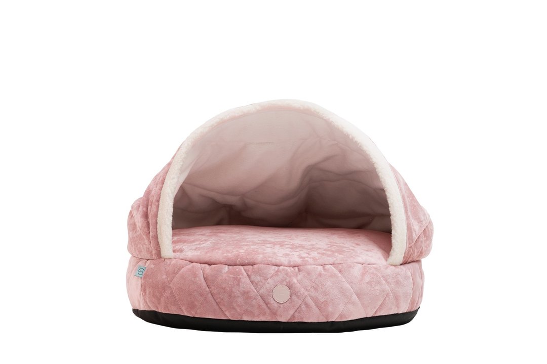 Plush pet cave for mini dogs - Pudra - S size 55 cm - 床垫/笼子 - 其他材质 粉红色