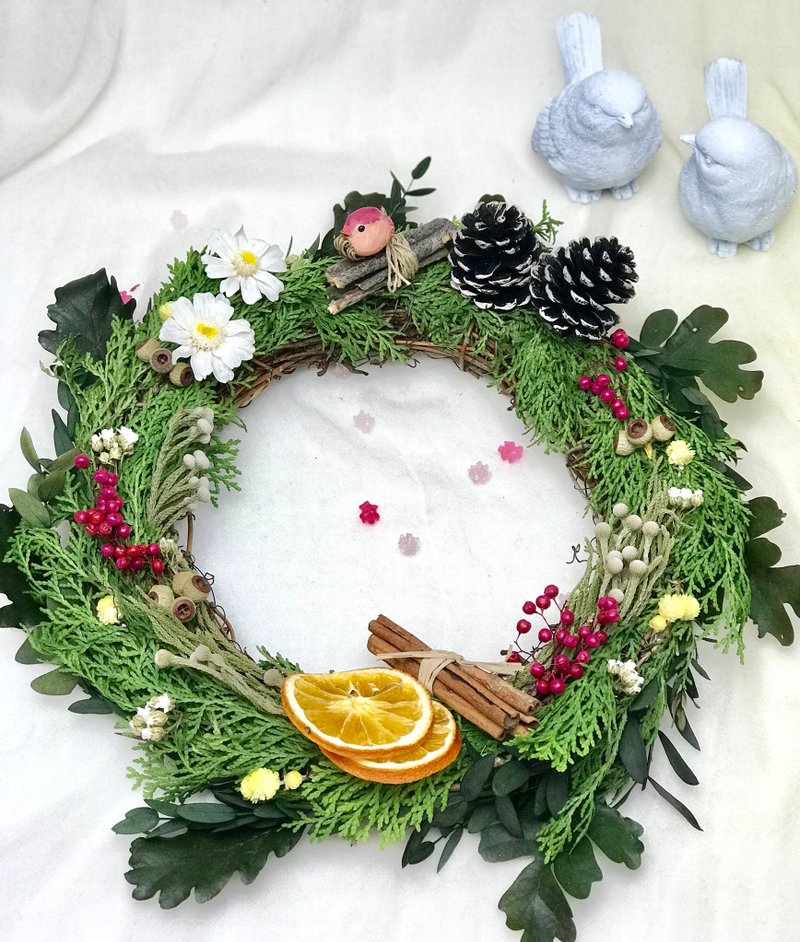 圣诞花圈- 圣诞节的小红鸟 - 摆饰 - 植物．花 绿色