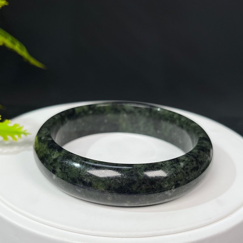 药王石手镯66MM 西藏墨绿玉手环 缓解疲劳 消除紧张 改善亚健康 - 手链/手环 - 玉石 绿色