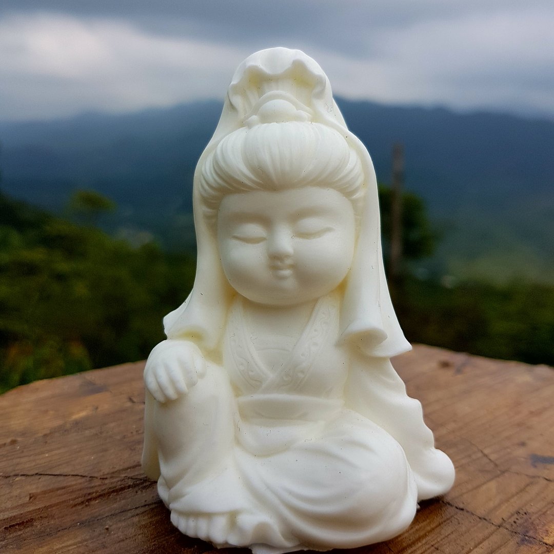 净念吉祥小佛之观音  扩香石含具吸湿防潮性,另有附件 - 香薰/精油/线香 - 其他材质 白色