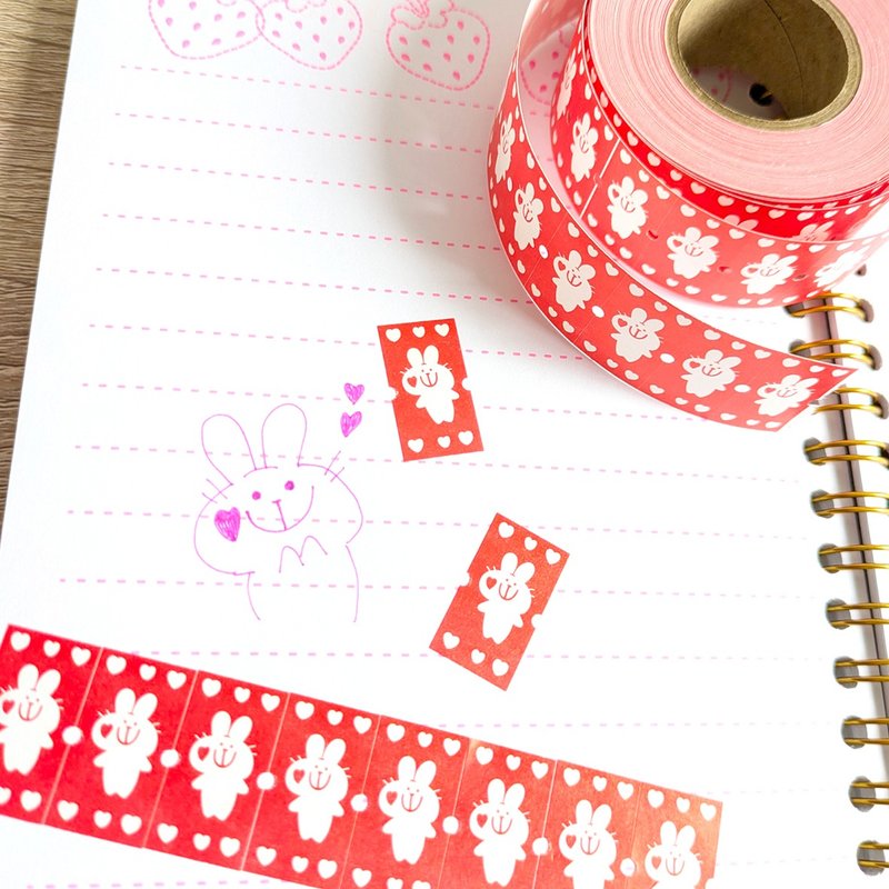 まるっこうさぎ的ちぃちゃん 标签贴纸 - 贴纸 - 纸 红色