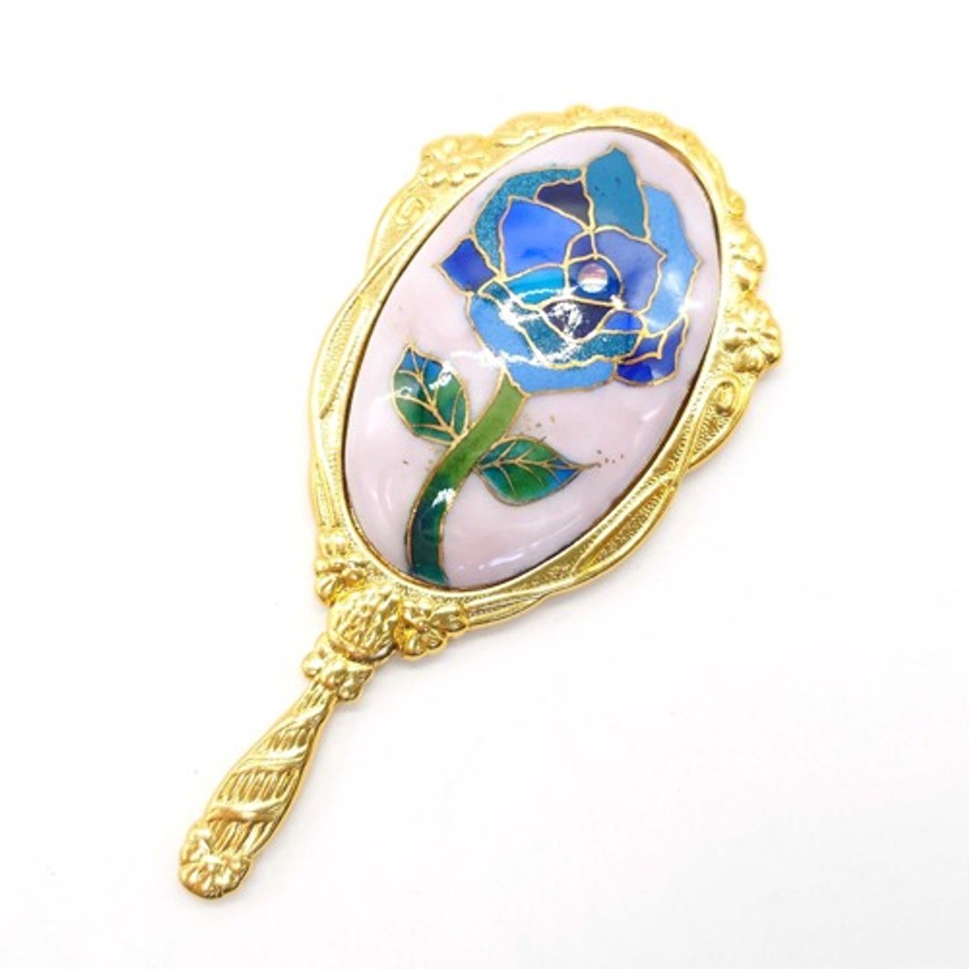 玫瑰景泰蓝手镜 - 彩妆刷具/镜子/梳子 - 其他金属 蓝色