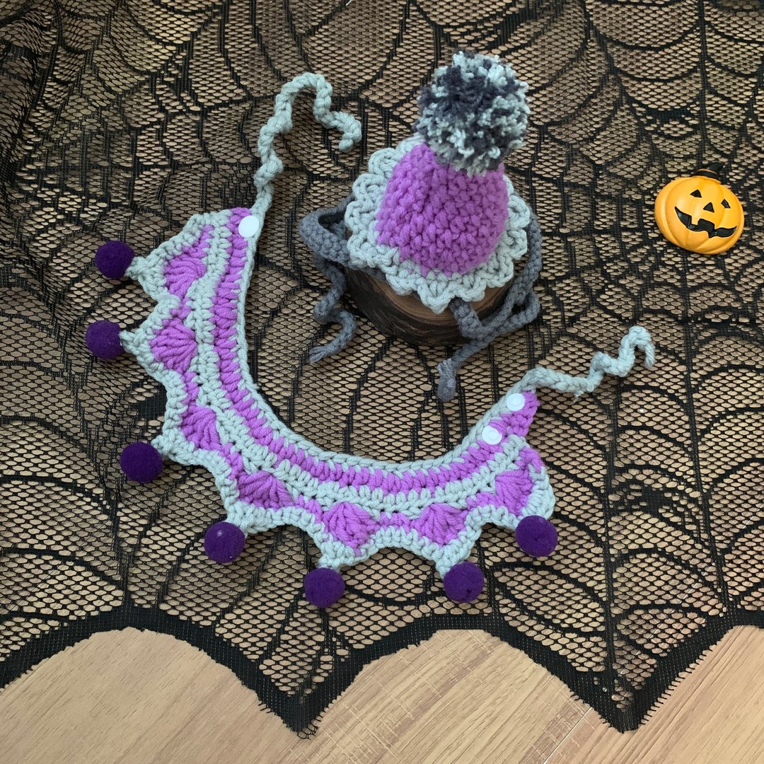 Halloween万圣节-紫巫婆心情好-宠物狗狗猫咪帽子/领巾/巫婆帽 - 衣/帽 - 棉．麻 紫色