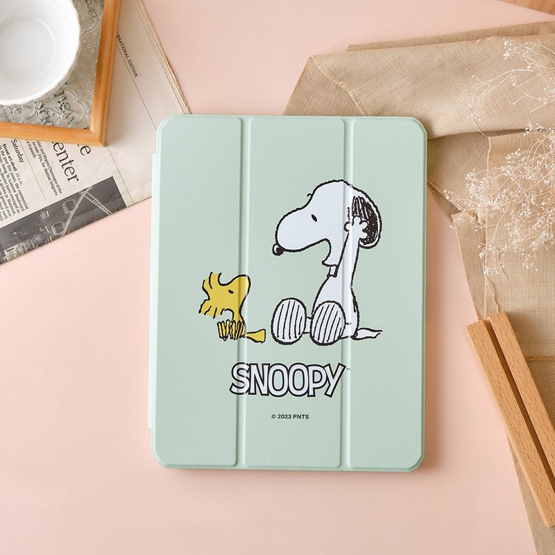 SNOOPY 史努比开心举手强悍磁吸 iPad 三折保护壳 - 平板/电脑保护壳 - 塑料 多色
