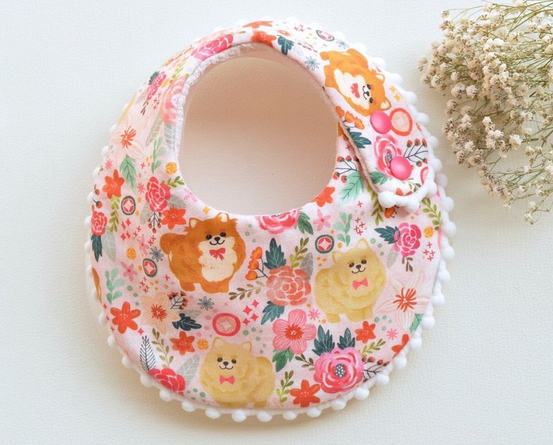 手工围兜兜-梦幻博美 - 围嘴/口水巾 - 棉．麻 粉红色