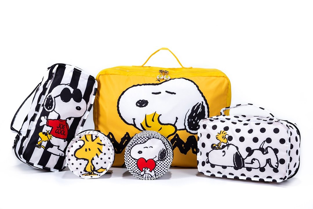 VOVAROVA x PEANUTS 联乘 - 批发20个SNOOPY 史努比5件收纳包 - 化妆包/杂物包 - 聚酯纤维 黄色