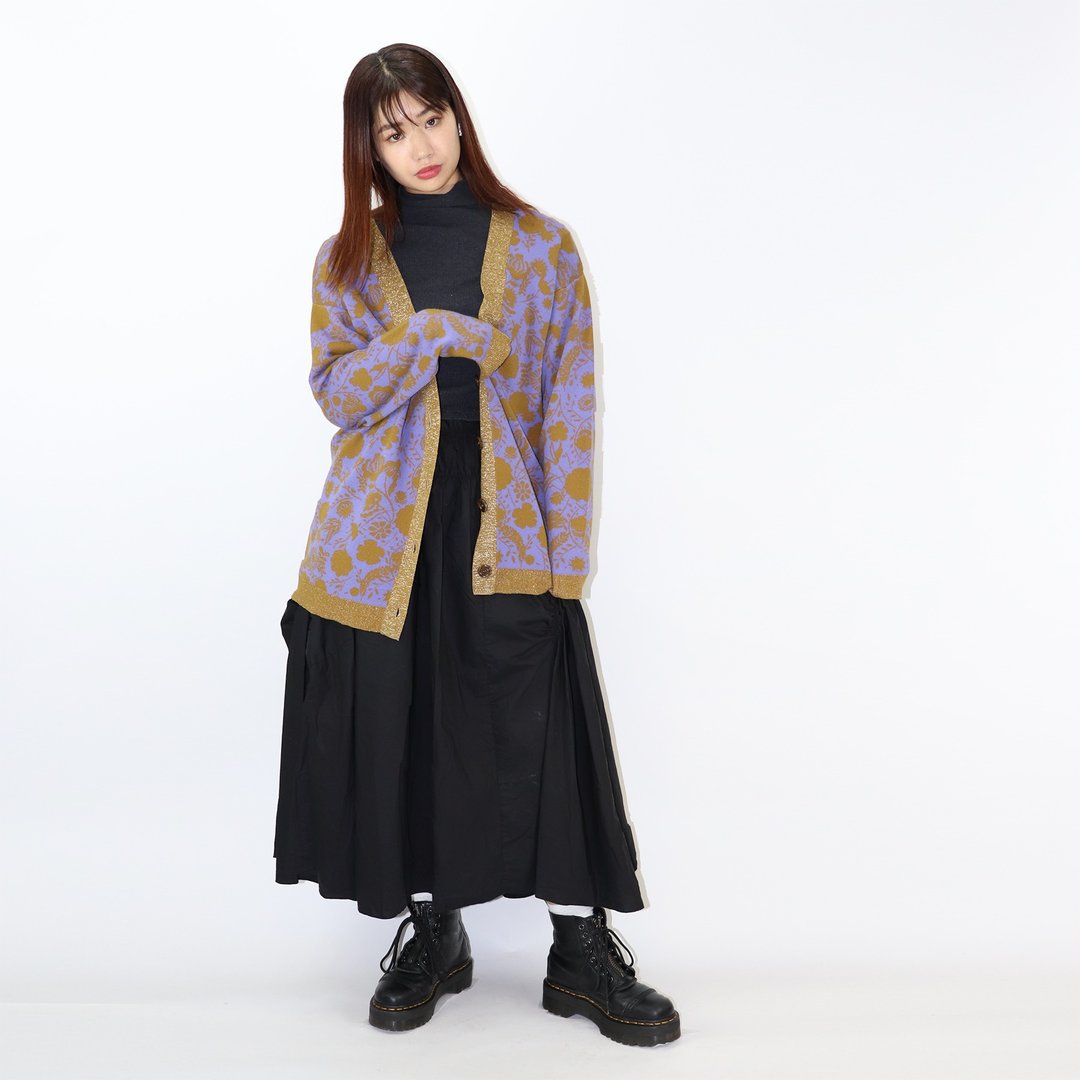 古典花卉图案提花针织外套 - 女装针织衫/毛衣 - 其他材质 橘色