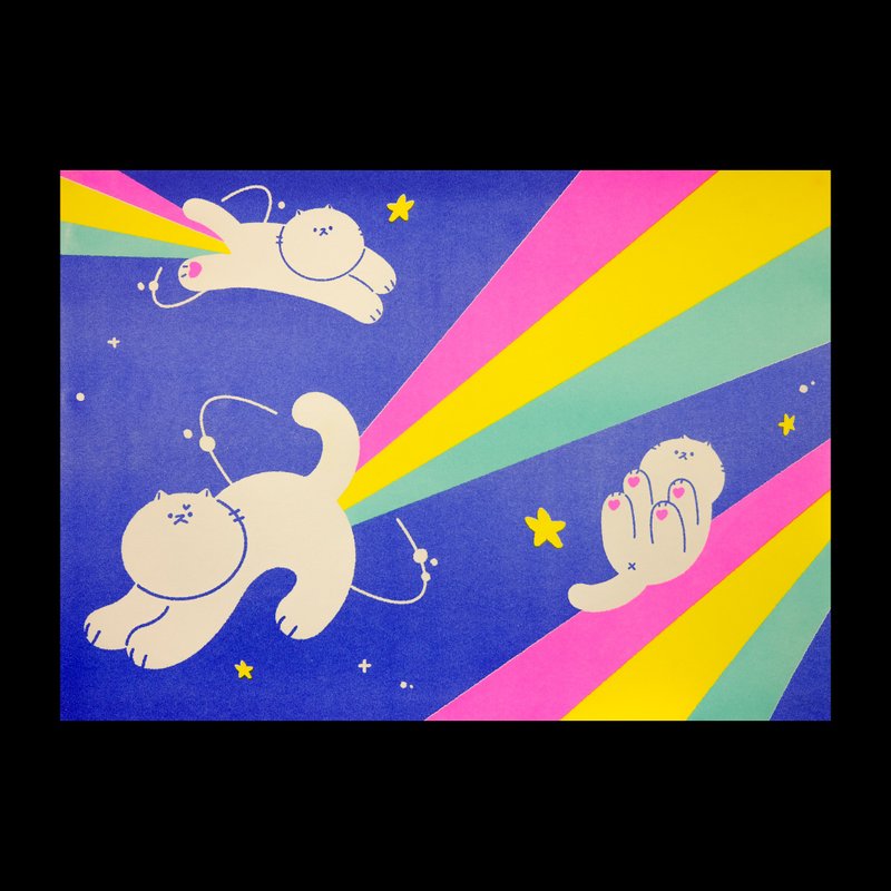 彩虹猫猫 Riso 印刷 Poster 原创独立海报 漫画 怪兽工坊 - 其他 - 纸 多色