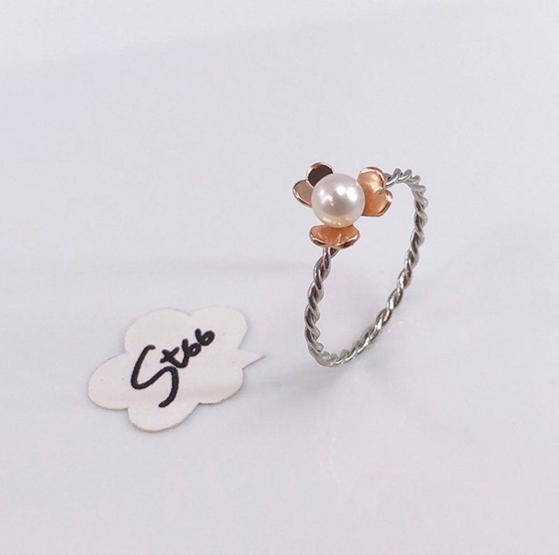 幸运甜心天然小珍珠  手工925纯银戒指 - 戒指 - 珍珠 多色