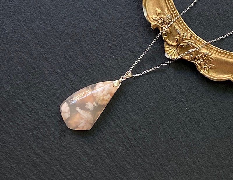 增强运势-天然果冻体水中花樱花玛瑙925纯银钛钢项链 - 长链 - 水晶 多色