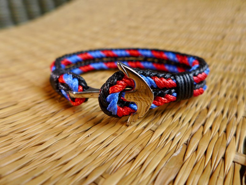 不锈钢船锚手环 男款手环 海洋风饰品 海军风配色 - 手链/手环 - 不锈钢 蓝色