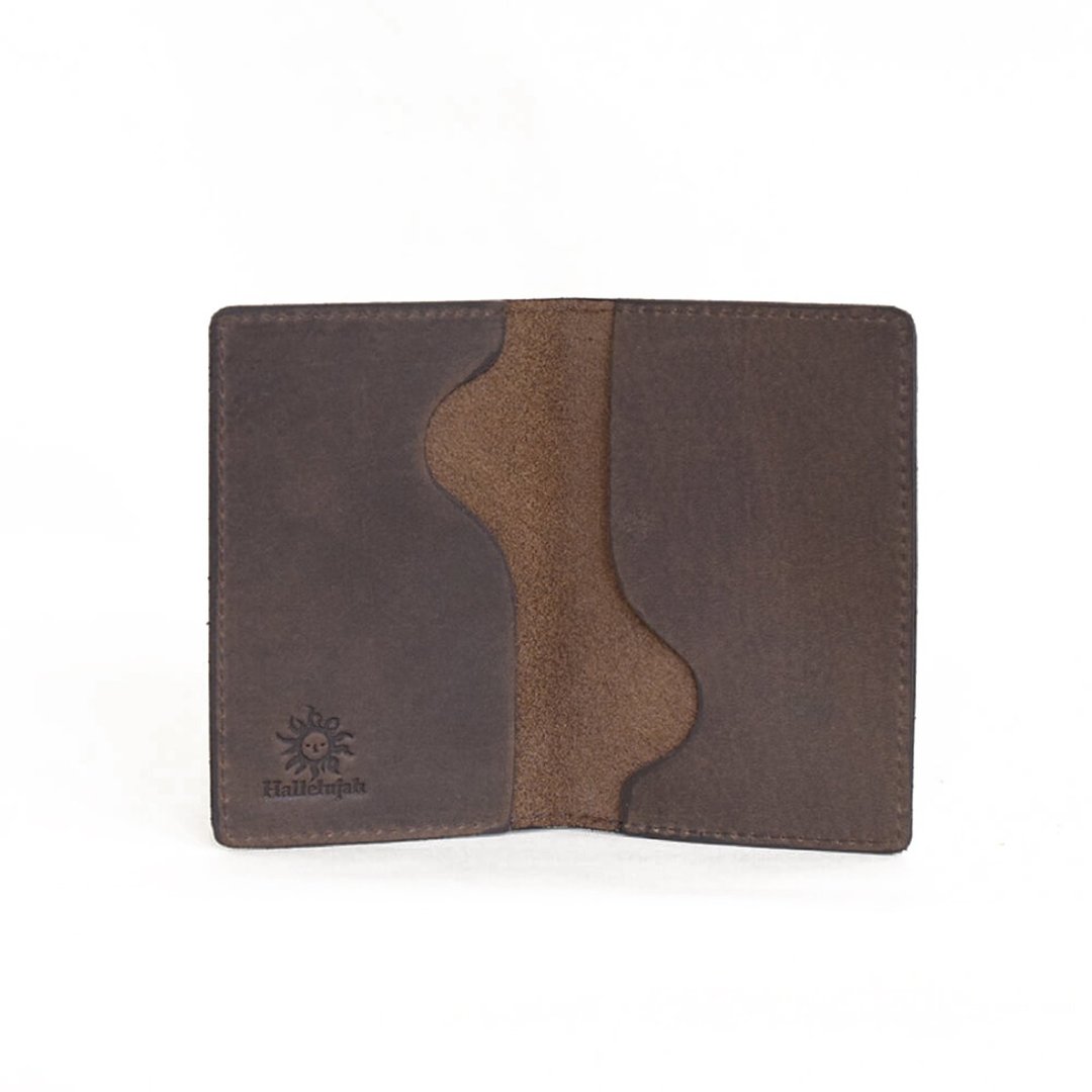 Business card case 2 pockets Cowhide business card holder Business Card case [Choco] HAK023 - 名片夹/名片盒 - 真皮 咖啡色