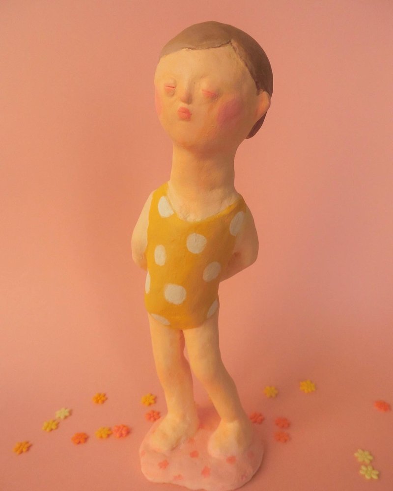 黄点点连身泳衣 小童系列_02 - 玩偶/公仔 - 粘土 黄色