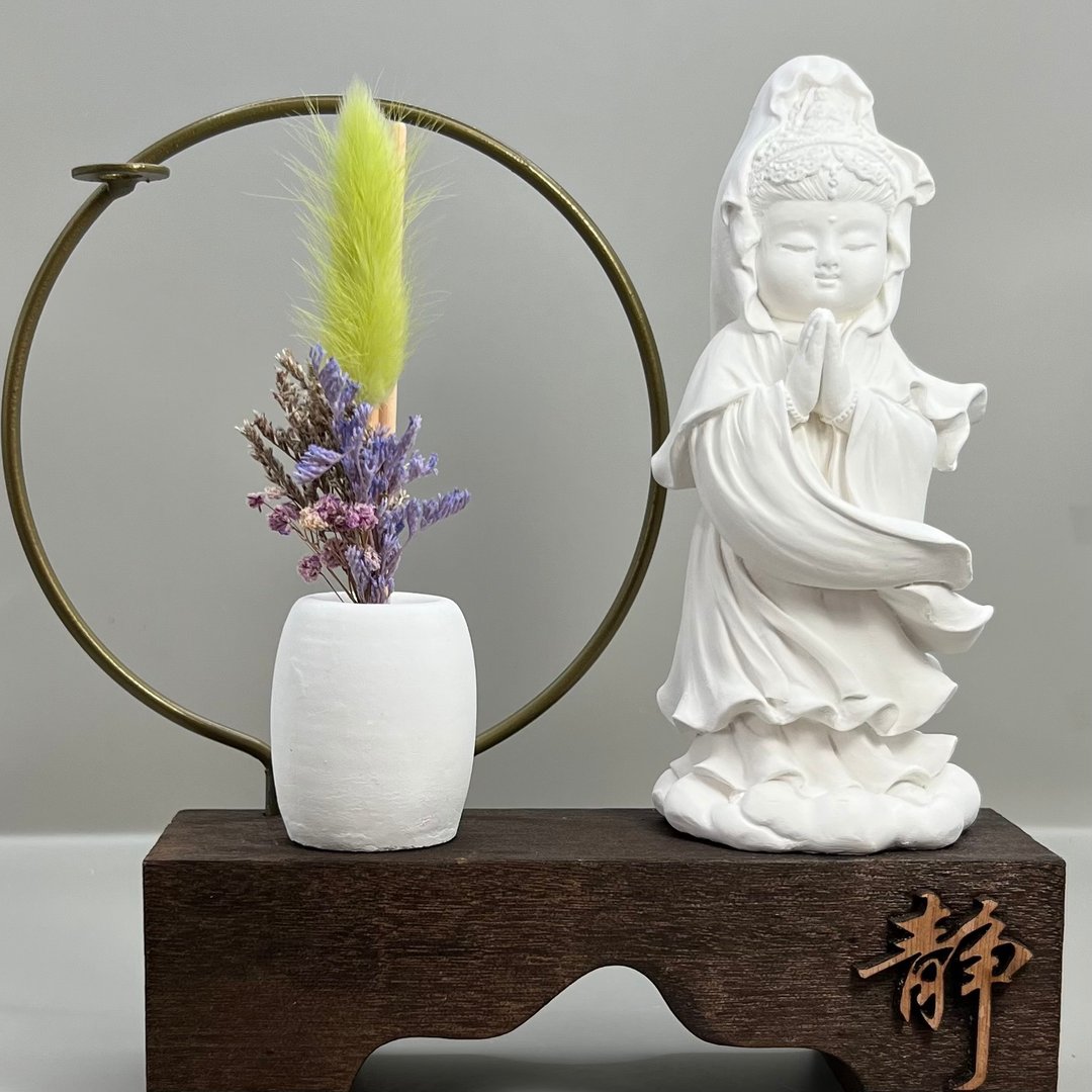 客人专属\净念吉祥 观音33(一) 禅静盘组 艺术香氛扩香组合 - 香薰/精油/线香 - 水泥 白色