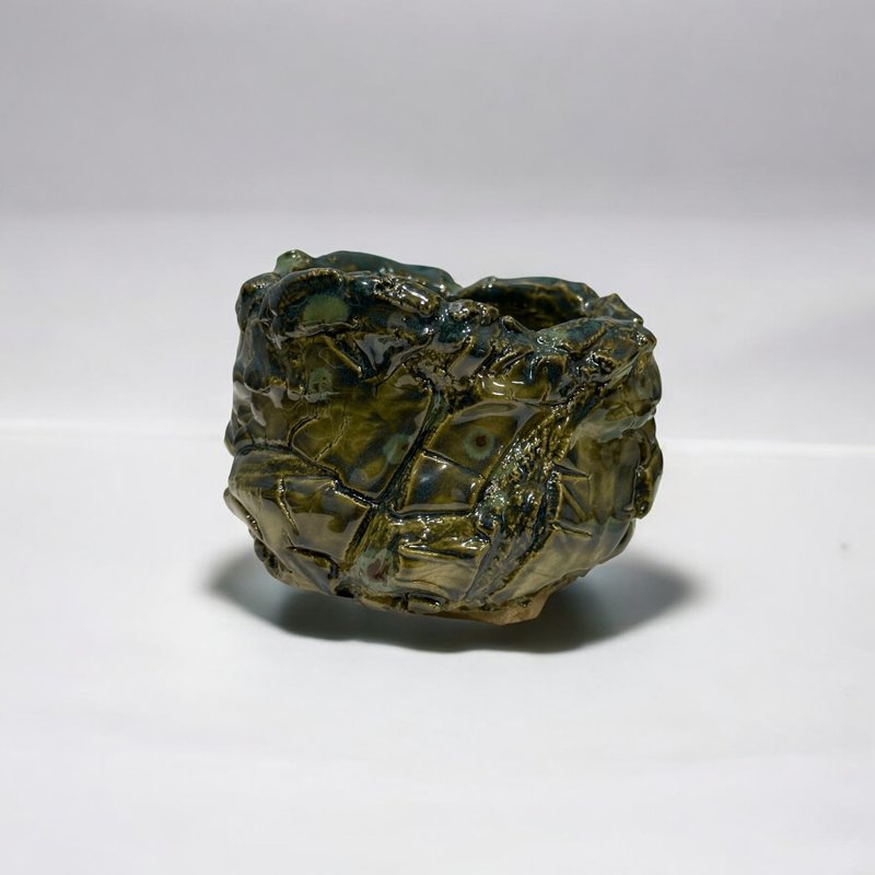 【好人制陶】 荒岩绿晶 手工陶盆 - 植栽/盆栽 - 陶 绿色