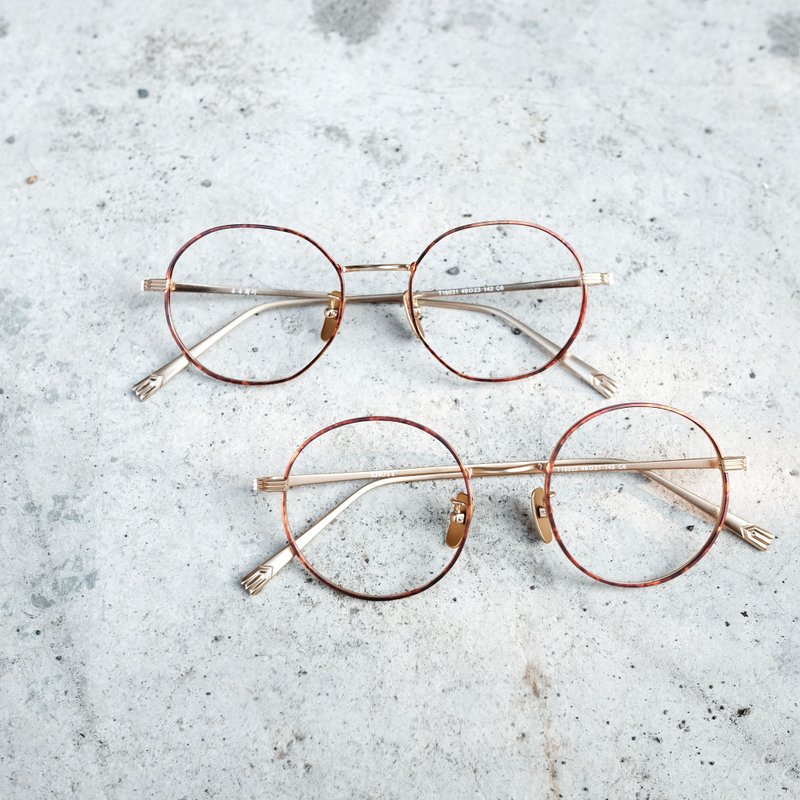 【目目商行】韩国 新款 复古特色复古圆框 / 六角  钛金属 钛鼻垫 玳瑁金 - 眼镜/眼镜框 - 其他金属 咖啡色