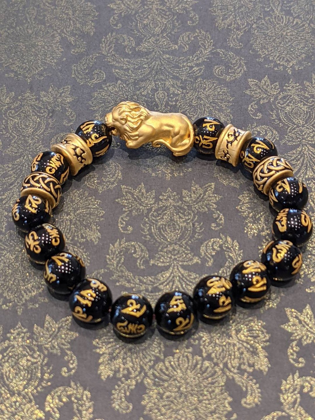 招财开运串珠-(招财瑞狮版)-招财 纳福 旺业绩 - 手链/手环 - 24k 金 金色