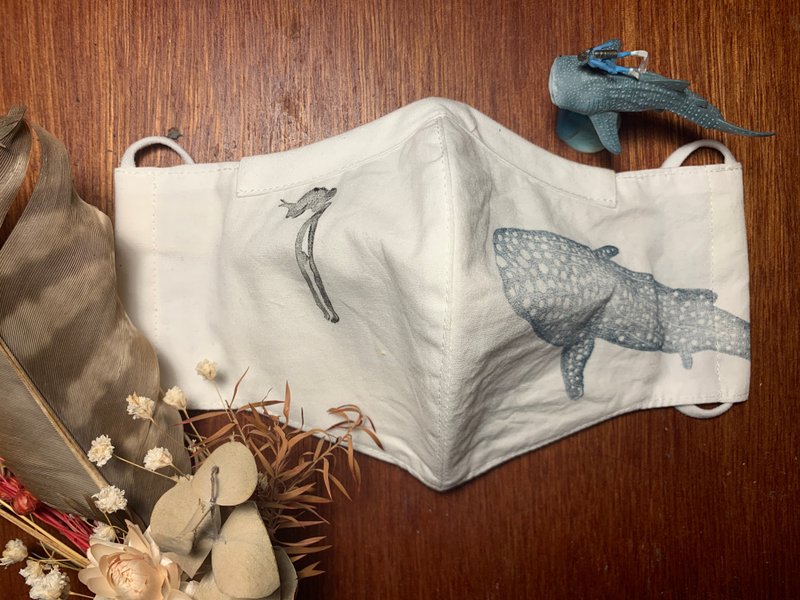 纯棉口罩 鲸鲨与潜水员 【海印 X 收皮工作室】 - 口罩 - 棉．麻 