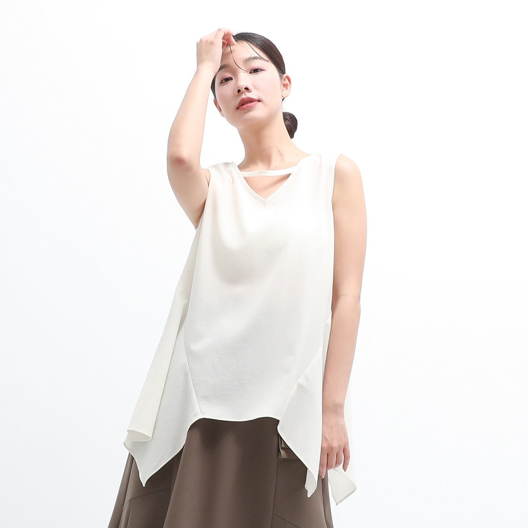 Wencun_温存裁片背心_24SF008_白 - 女装背心 - 聚酯纤维 白色