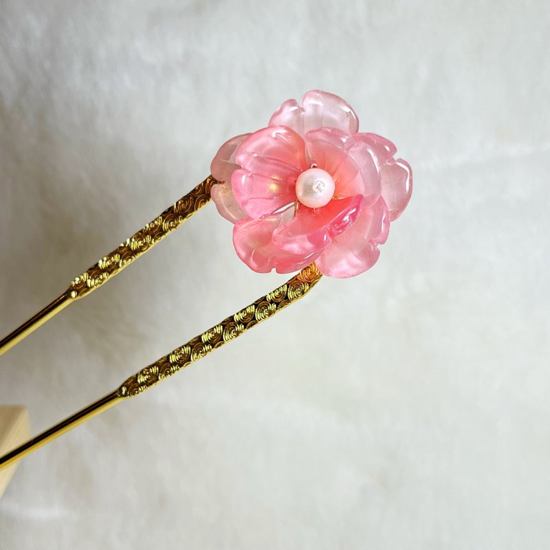粉金月见草发簪 · 一物一图 · - 发饰 - 琉璃 粉红色