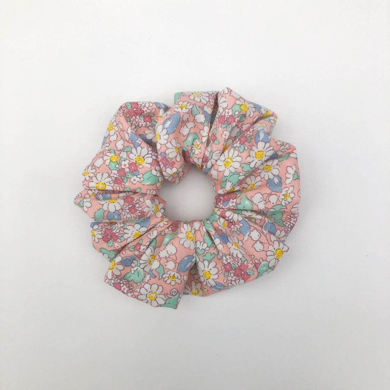 发圈- 粉色底繁花 - 发饰 - 棉．麻 粉红色