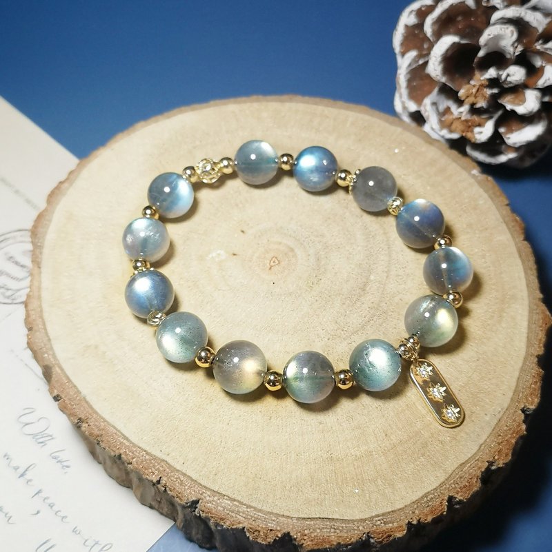 高透体强光 拉长石 设计手链 - 手链/手环 - 水晶 银色