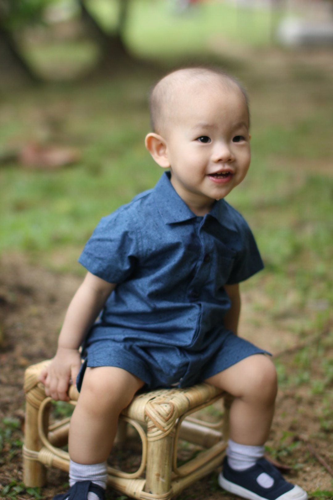 Japanese style baby boy blue romper - 其他 - 棉．麻 蓝色