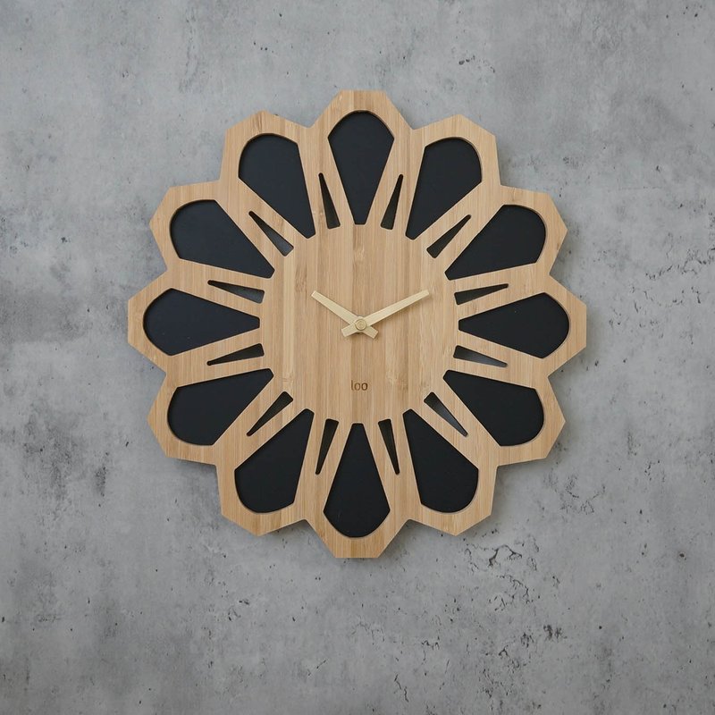 LOO 竹制静音挂墙钟 | 复古花. 黑色 - 时钟/闹钟 - 竹 黑色