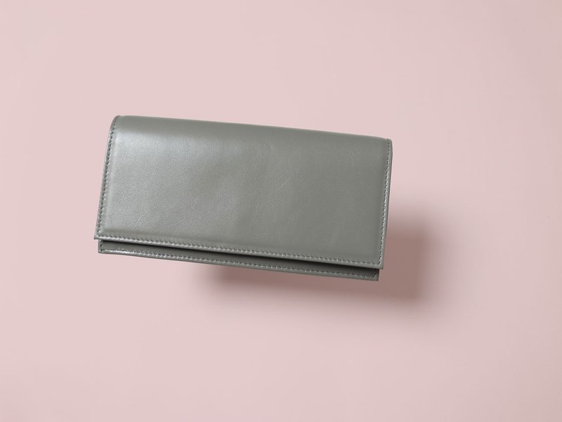 简约长夹 - Long Wallet - SMOKY GRAY - CAREN QUOYLE - 皮夹/钱包 - 真皮 灰色
