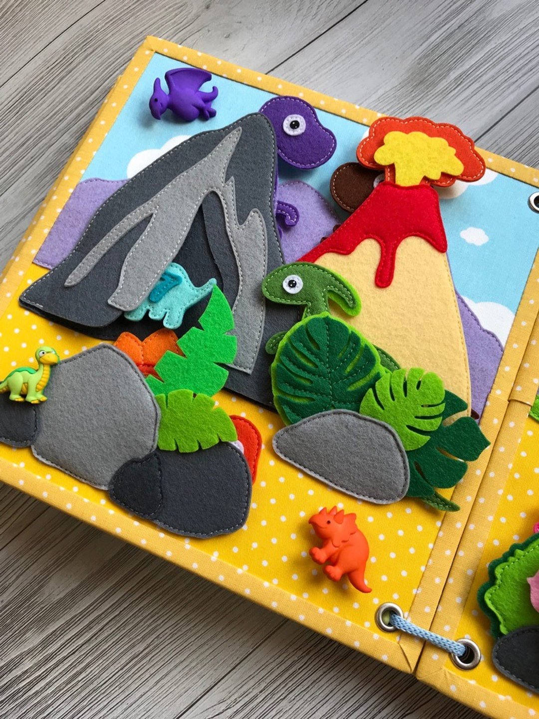 Dinosaurs Quiet Book Pattern, Kids Activity Book, Quiet Book Page, DIY Busy Book - 编织/刺绣/羊毛毡/裁缝 - 其他材质 