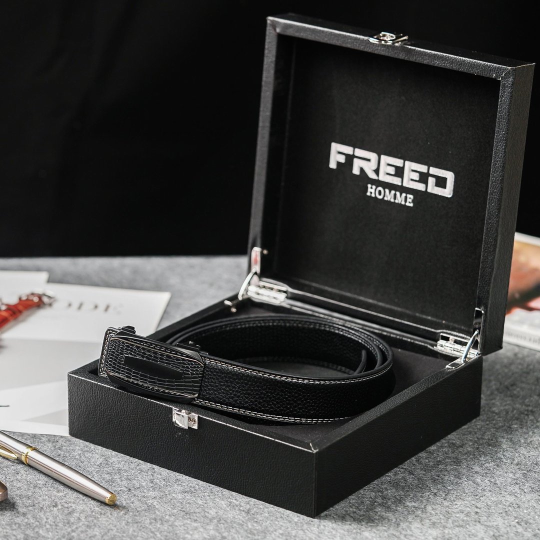 【FREED】蛇纹真皮皮带 皮革 礼品 送礼推荐 退休礼物 男生礼物 - 皮带/腰带 - 真皮 黑色