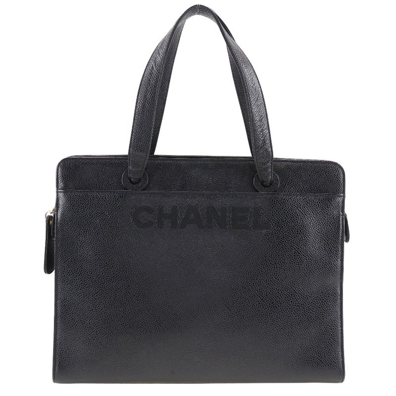 【日本直送】香奈儿 CHANEL 经典 Logo 手提包 鱼子酱皮革 黑色 женские【二手】 - 手提包/手提袋 - 真皮 黑色