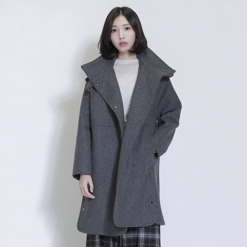 Darwin 达尔文羊毛大衣外套_7AF307_深灰 - 女装休闲/机能外套 - 羊毛 灰色