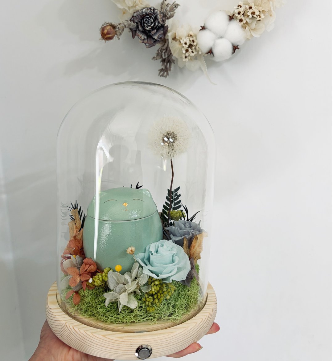 永生花玻璃宠物纪念花盅 - 爱宠小屋 可放骨灰罐 (定制) - 订制抱枕/饰品 - 植物．花 粉红色
